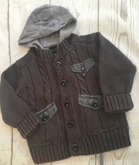 12-18 Months Zipped Knitted Hooded Cardigan