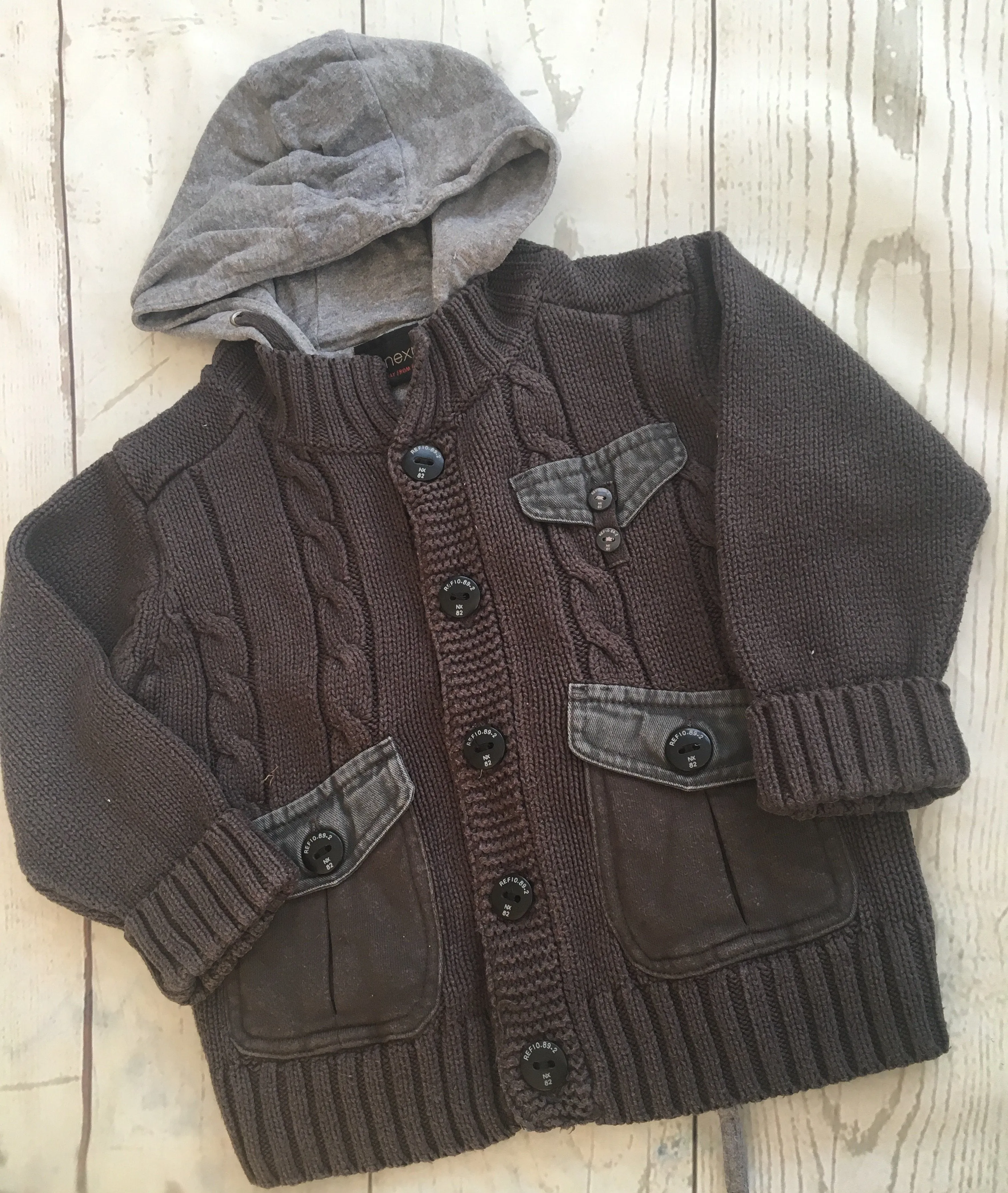 12-18 Months Zipped Knitted Hooded Cardigan