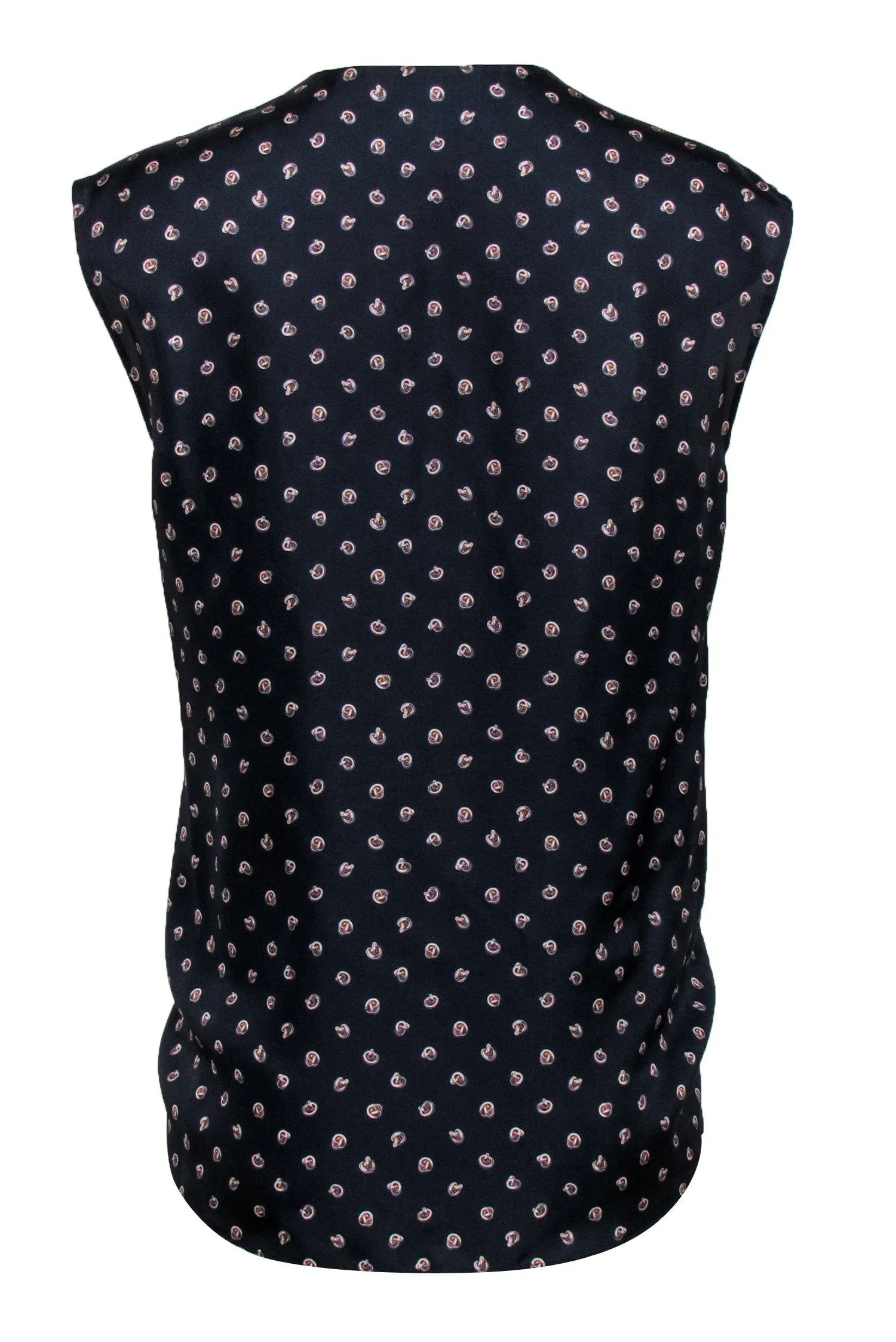 3.1 Phillip Lim - Navy Silk Crossover Tank w/ Chainlink Print Sz 4