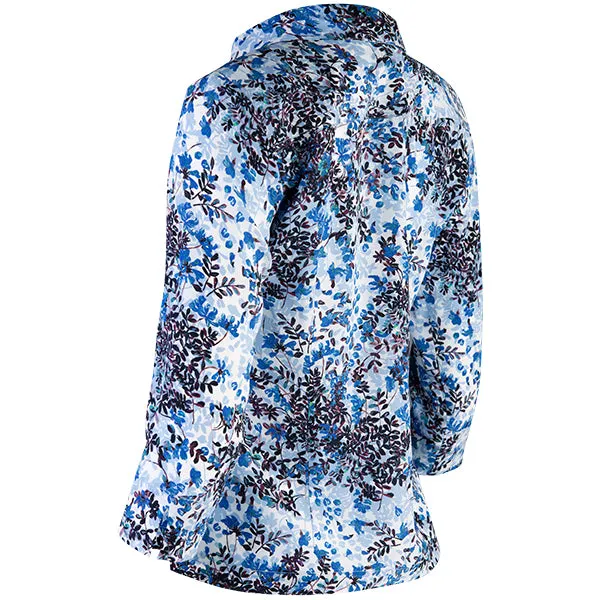 3/4 Sleeve Hidden Placket Shirt in Floral Beauty