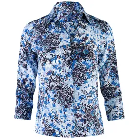 3/4 Sleeve Hidden Placket Shirt in Floral Beauty
