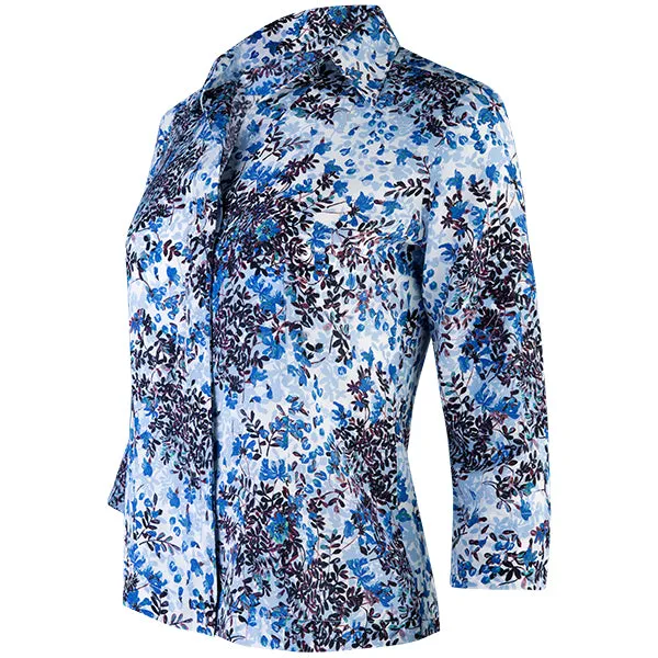 3/4 Sleeve Hidden Placket Shirt in Floral Beauty