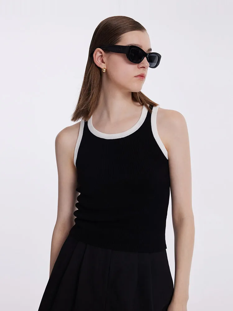 Acetate Cotton Knitted Striped Tank Top