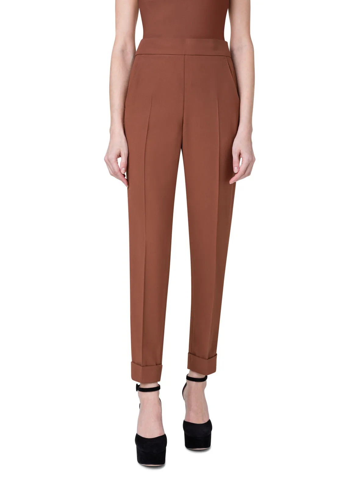Acetate Viscose Crêpe Tapered Pants