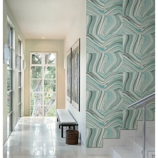 Agate Aqua Stone  | Brewster Wallcovering