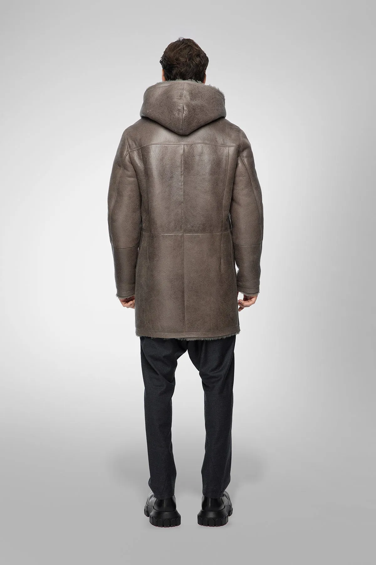 Aiden - Warm Grey Shearling Coat