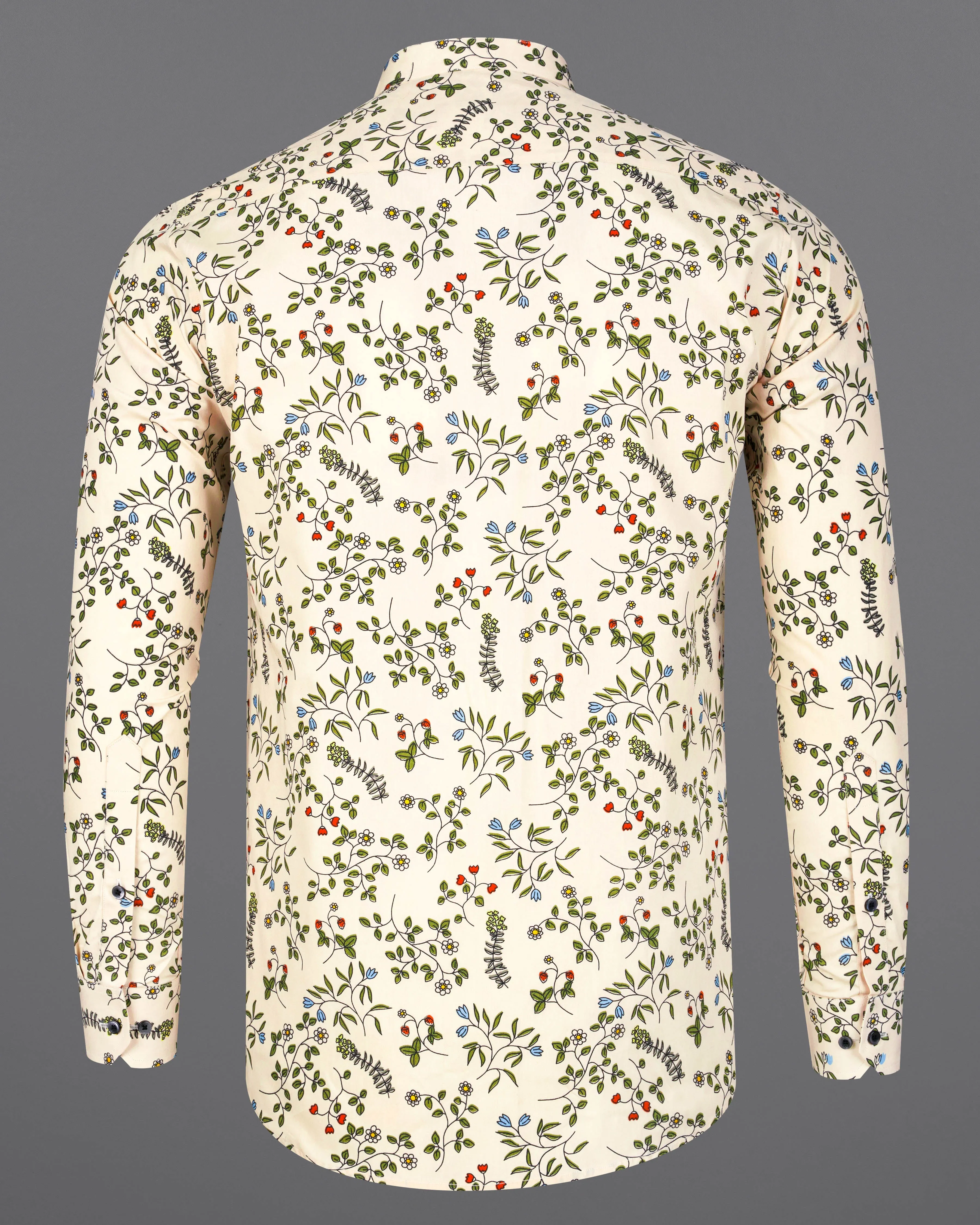 Albescent Cream Multicolour Ditsy Printed Royal Oxford Shirt