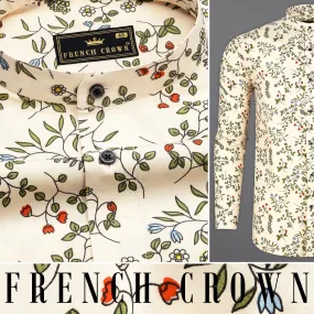 Albescent Cream Multicolour Ditsy Printed Royal Oxford Shirt