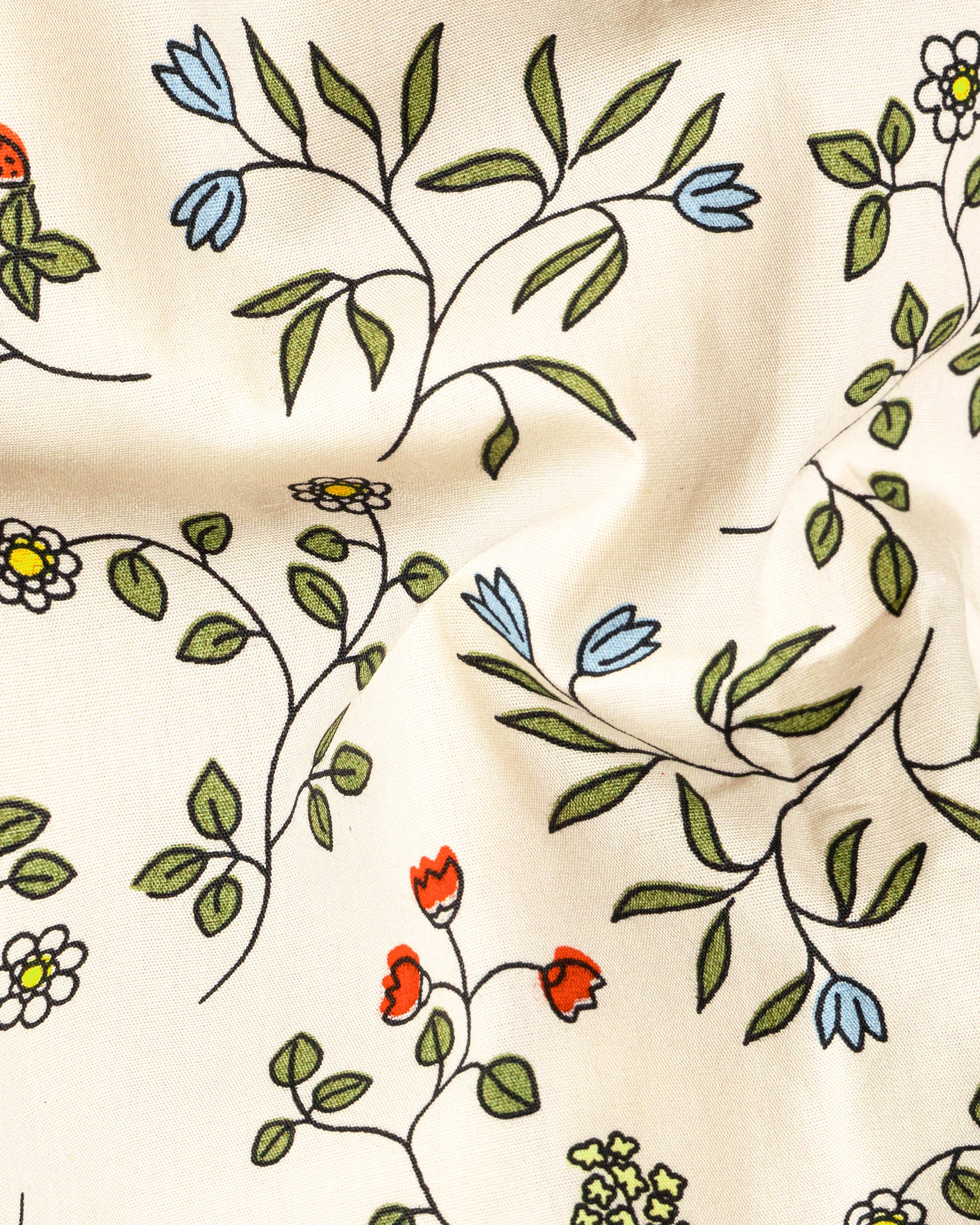 Albescent Cream Multicolour Ditsy Printed Royal Oxford Shirt