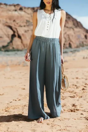 Amaya Wide Leg Pants in Slate - FINAL SALE