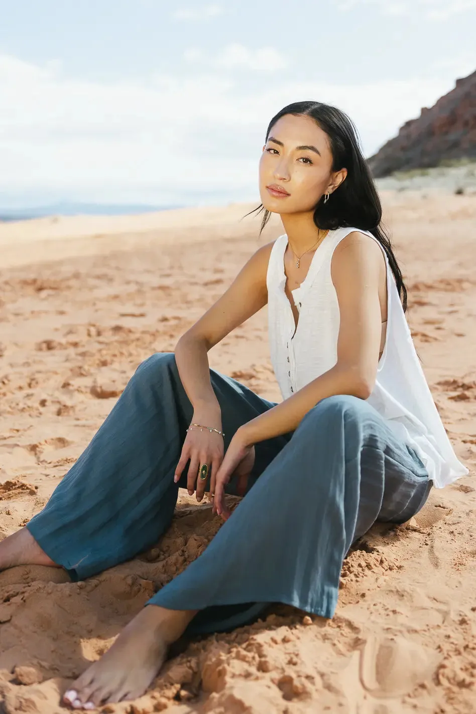 Amaya Wide Leg Pants in Slate - FINAL SALE