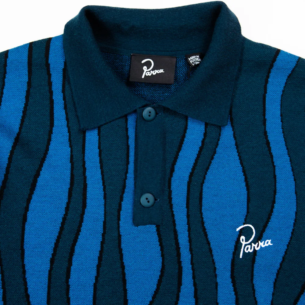 Aqua Weed Waves Knitted Polo (Multi)