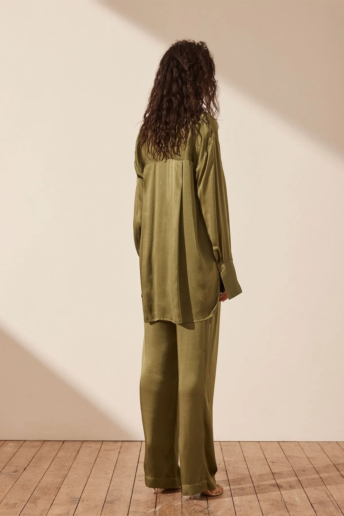 ARIENZO TUXEDO SHIRT - GREEN OLIVE