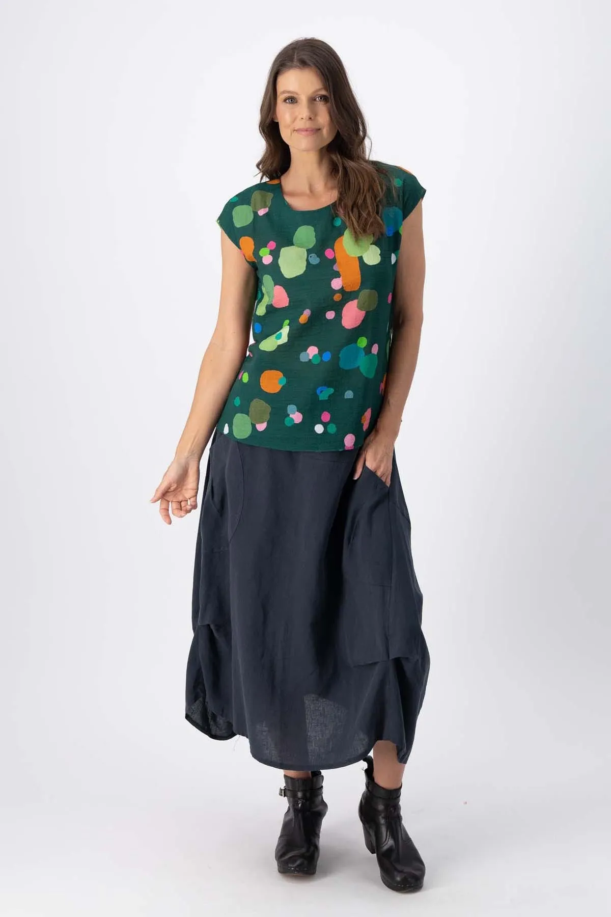 Astra Tee Green in Seersucker
