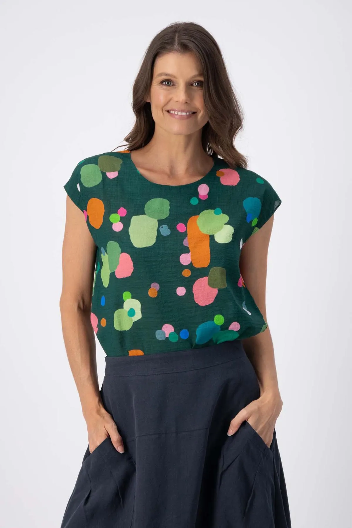 Astra Tee Green in Seersucker