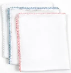 Baby Blanket in Pima Cotton Jersey Trimmed in Pink, White or Blue