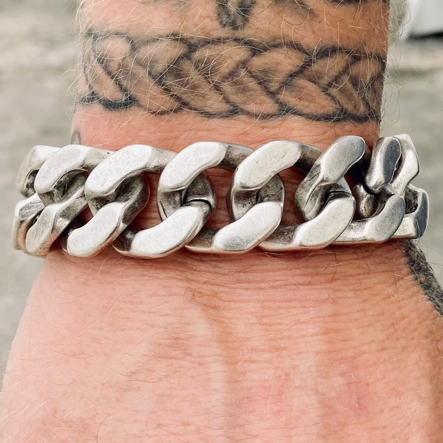 Bagger Bracelet - "EASY BIKER" - Skull Brushed - 3/4" wide - B130
