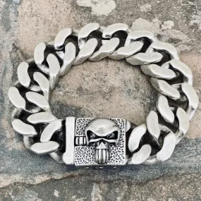 Bagger Bracelet - "EASY BIKER" - Skull Brushed - 3/4" wide - B130