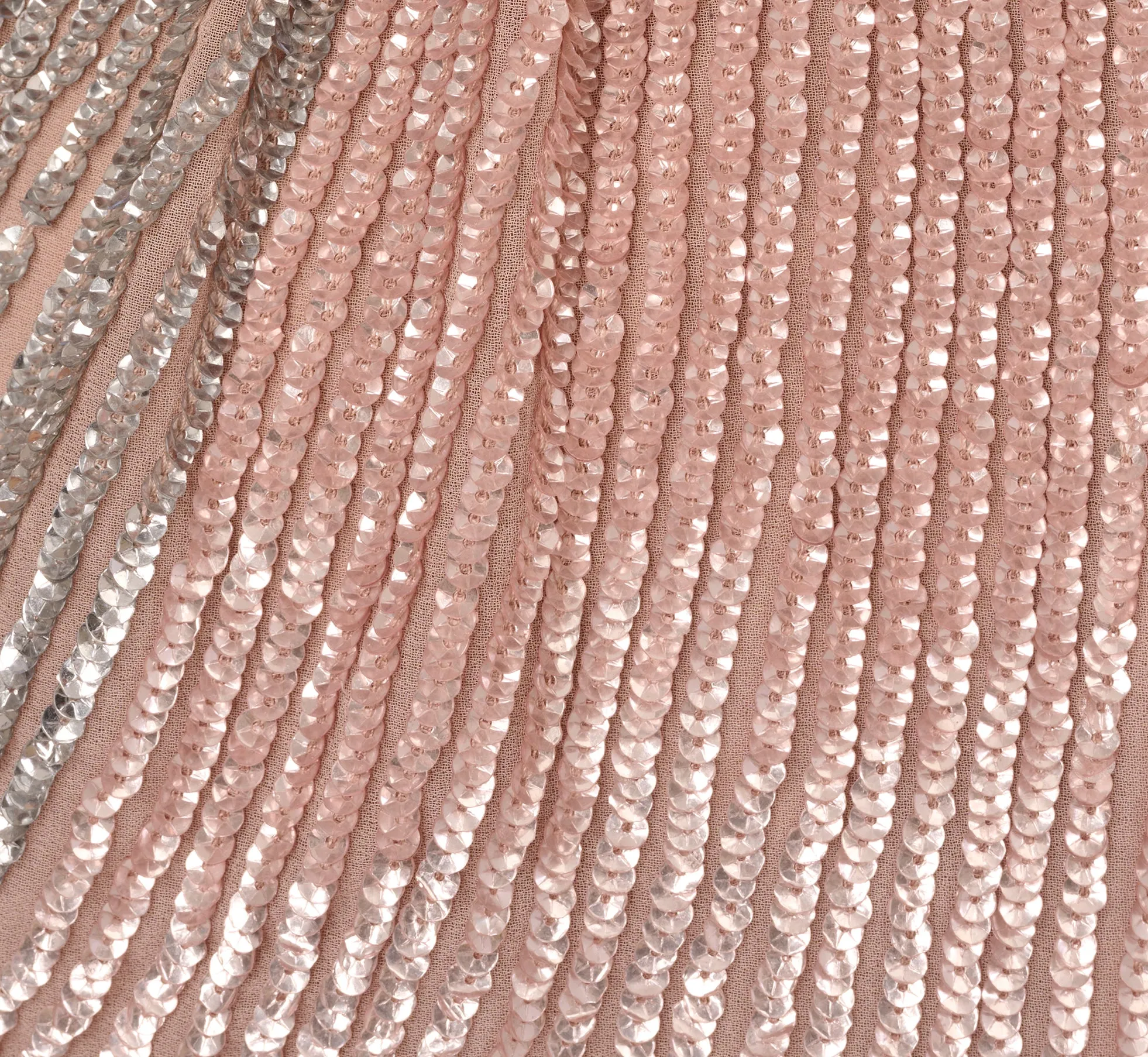 Rose Gold Beaded Faux Wrap Dress with Elegant Dolman Sleeves