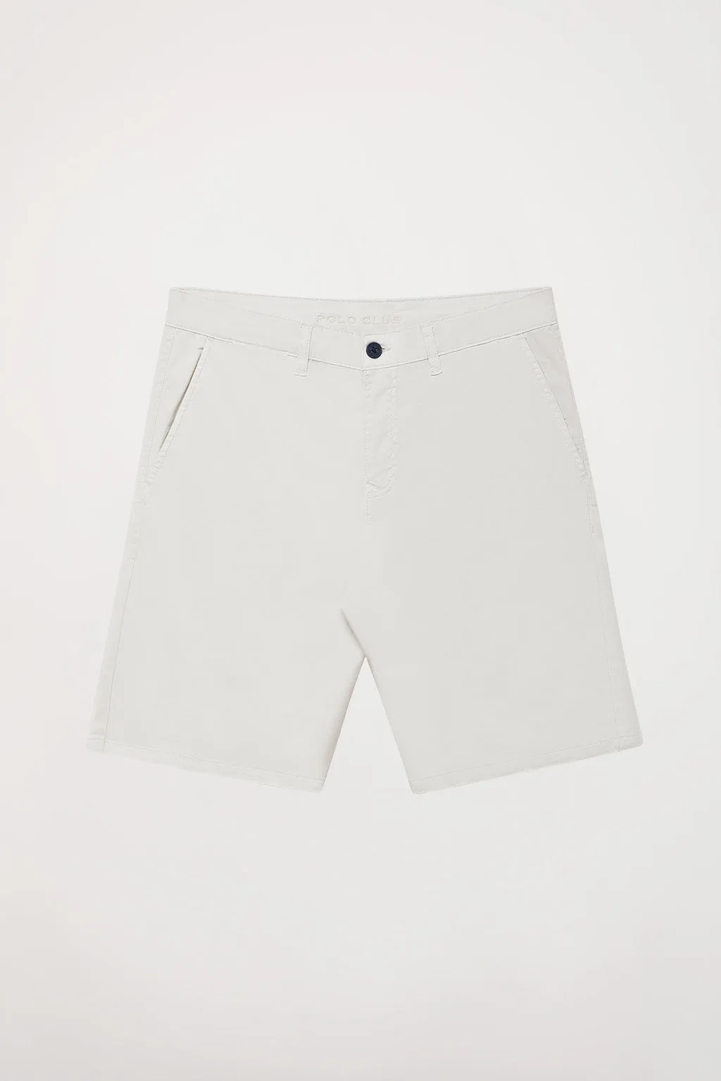 Bermuda relajada gris claro con logo bordado