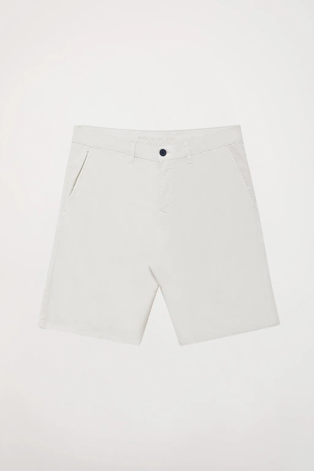 Bermuda relajada gris claro con logo bordado