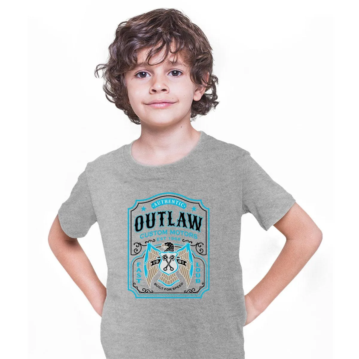Biker Authentic Outlaw T-Shirt Motorbike Motorcycle Cafe Racer Chopper Bike T-shirt for Kids