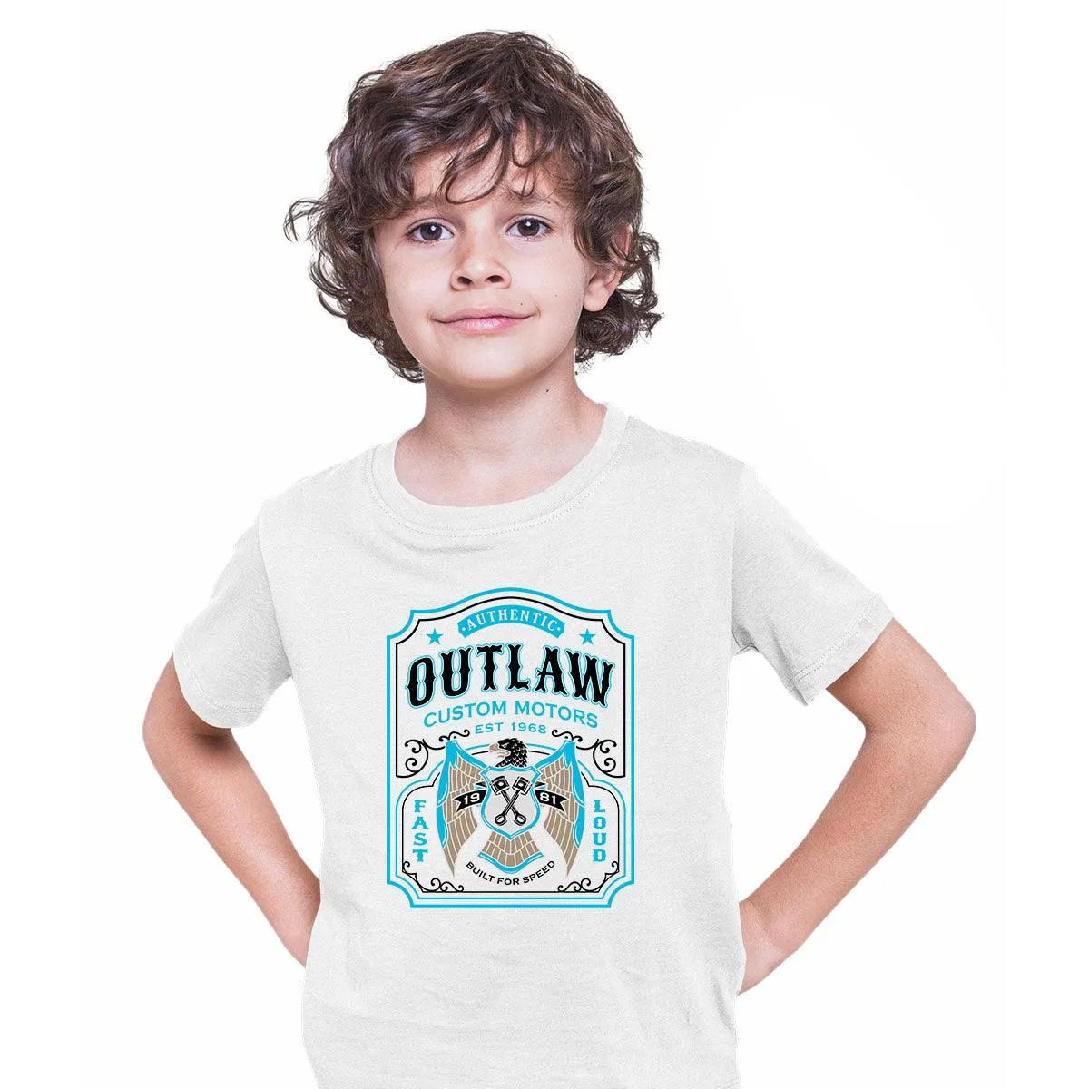 Biker Authentic Outlaw T-Shirt Motorbike Motorcycle Cafe Racer Chopper Bike T-shirt for Kids
