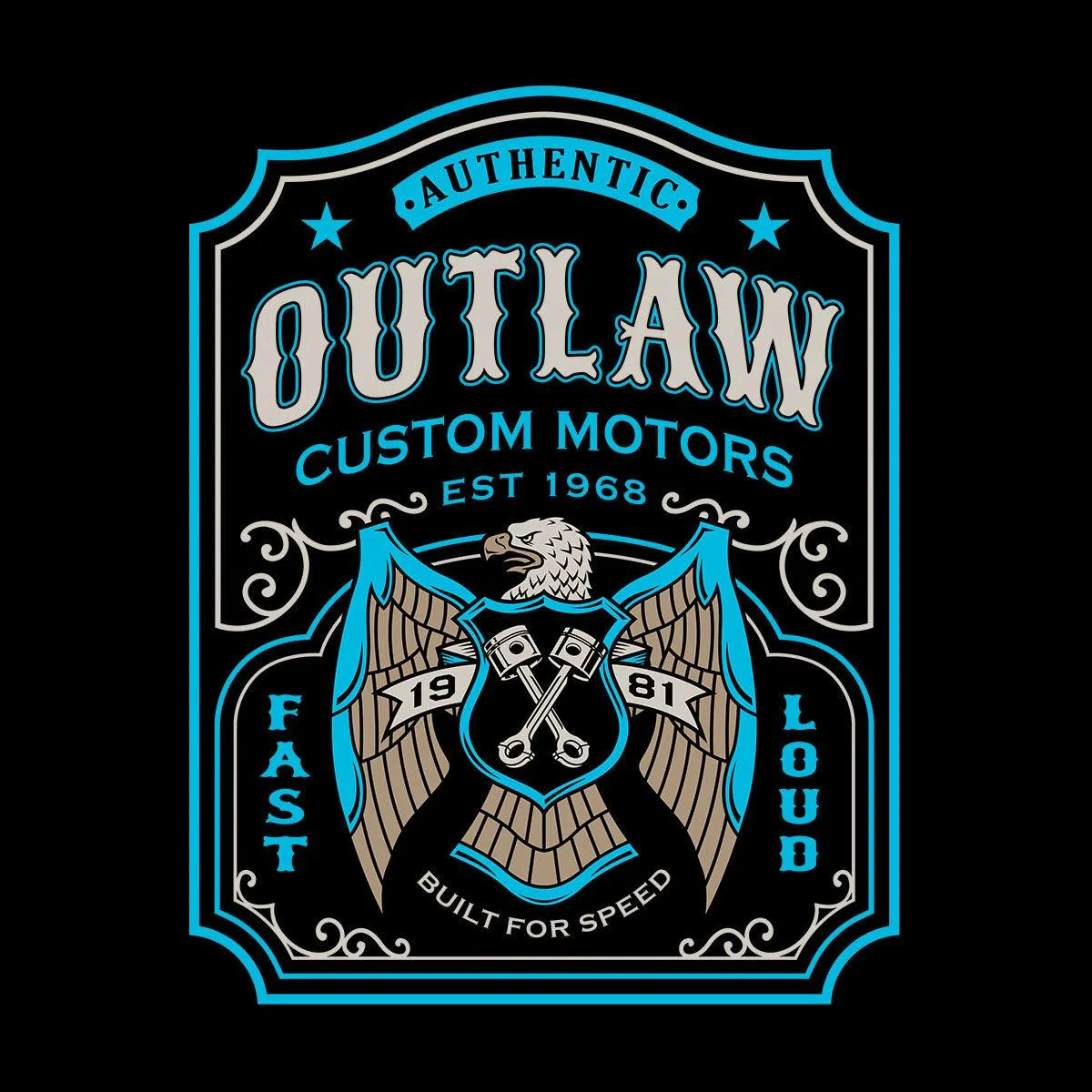 Biker Authentic Outlaw T-Shirt Motorbike Motorcycle Cafe Racer Chopper Bike T-shirt for Kids
