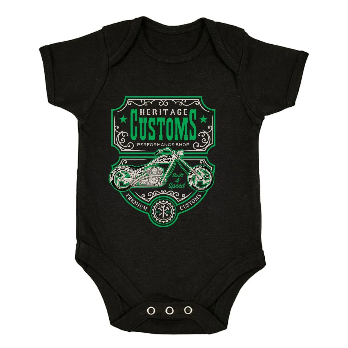 Biker Heritage Customs Motorbike Motorcycle Cafe Racer Chopper Bike Baby & Toddler Body Suit