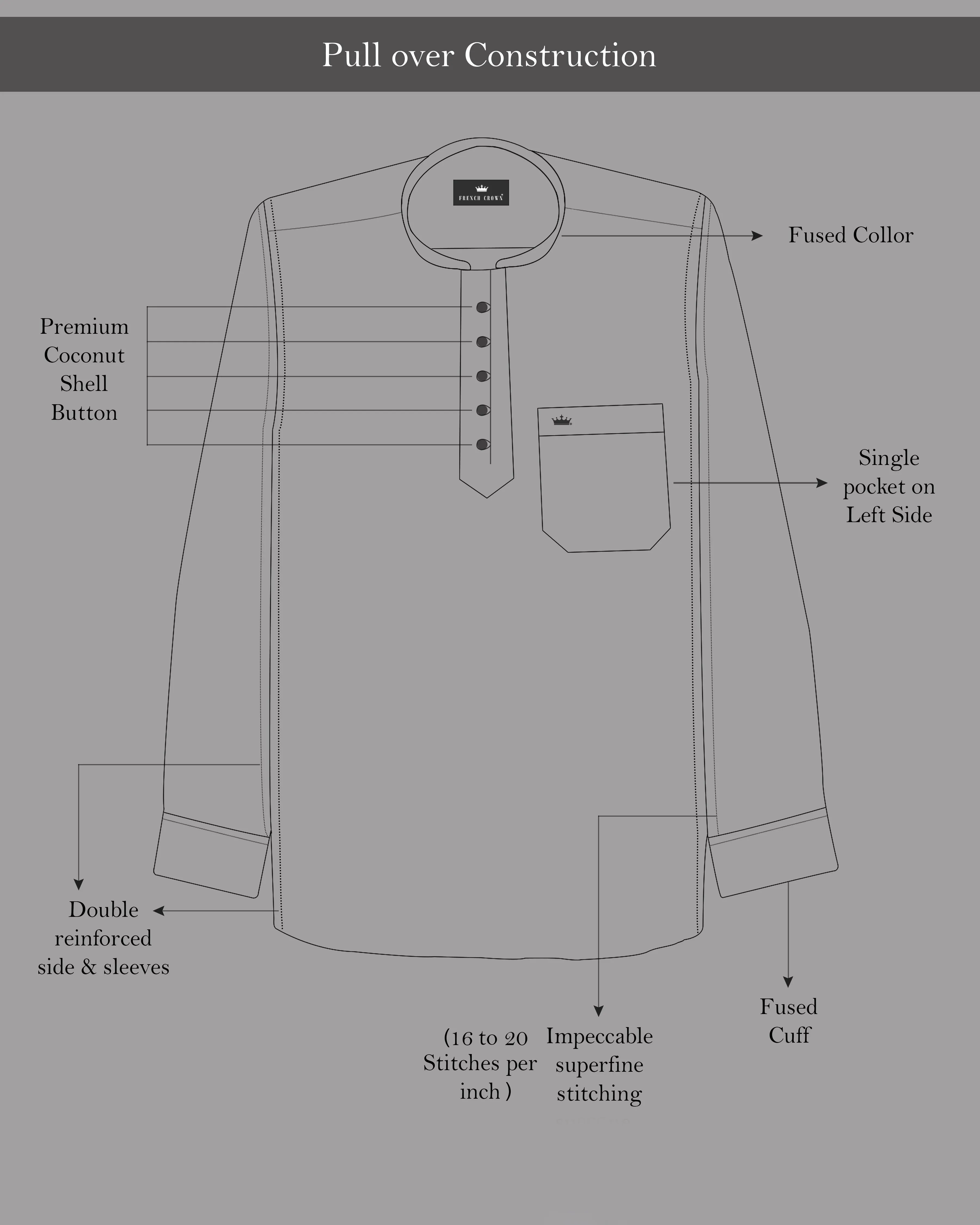 Bright White and Black Ditsy Printed Royal Oxford Kurta Shirt