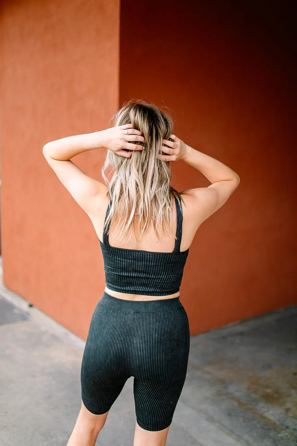 Brooke Black Ribbed Biker Short | FINAL SALE