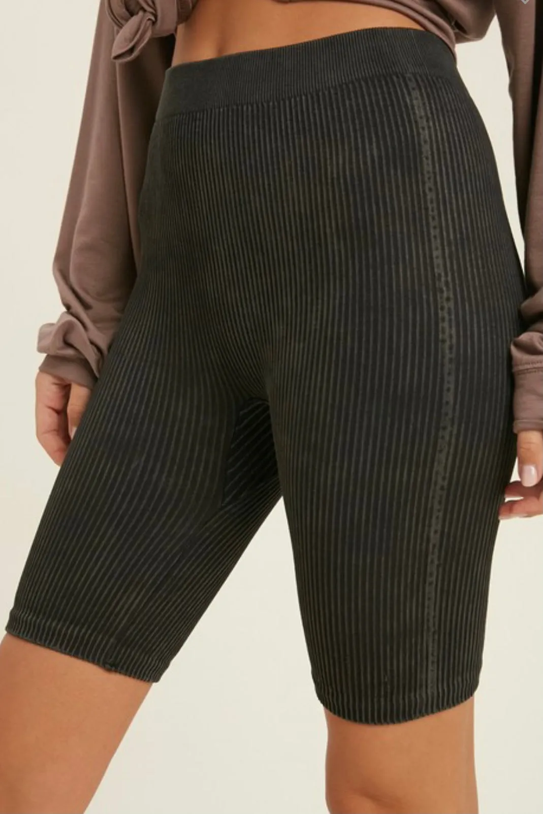 Brooke Black Ribbed Biker Short | FINAL SALE