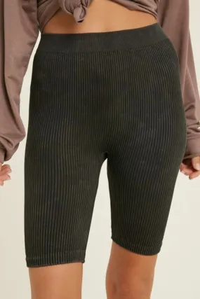 Brooke Black Ribbed Biker Short | FINAL SALE