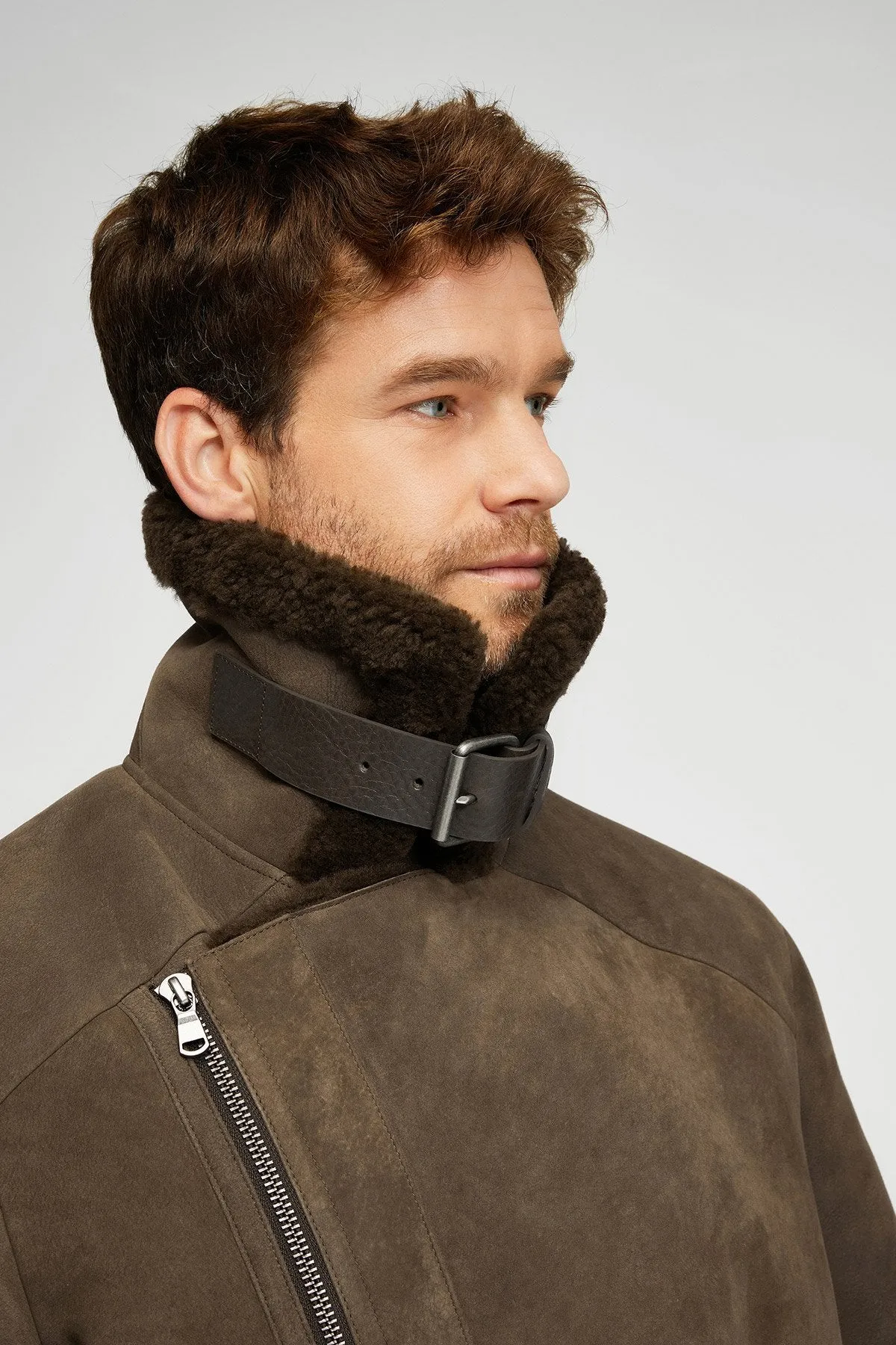 Brown Tobacco Shearling Coat