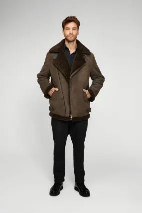 Brown Tobacco Shearling Coat