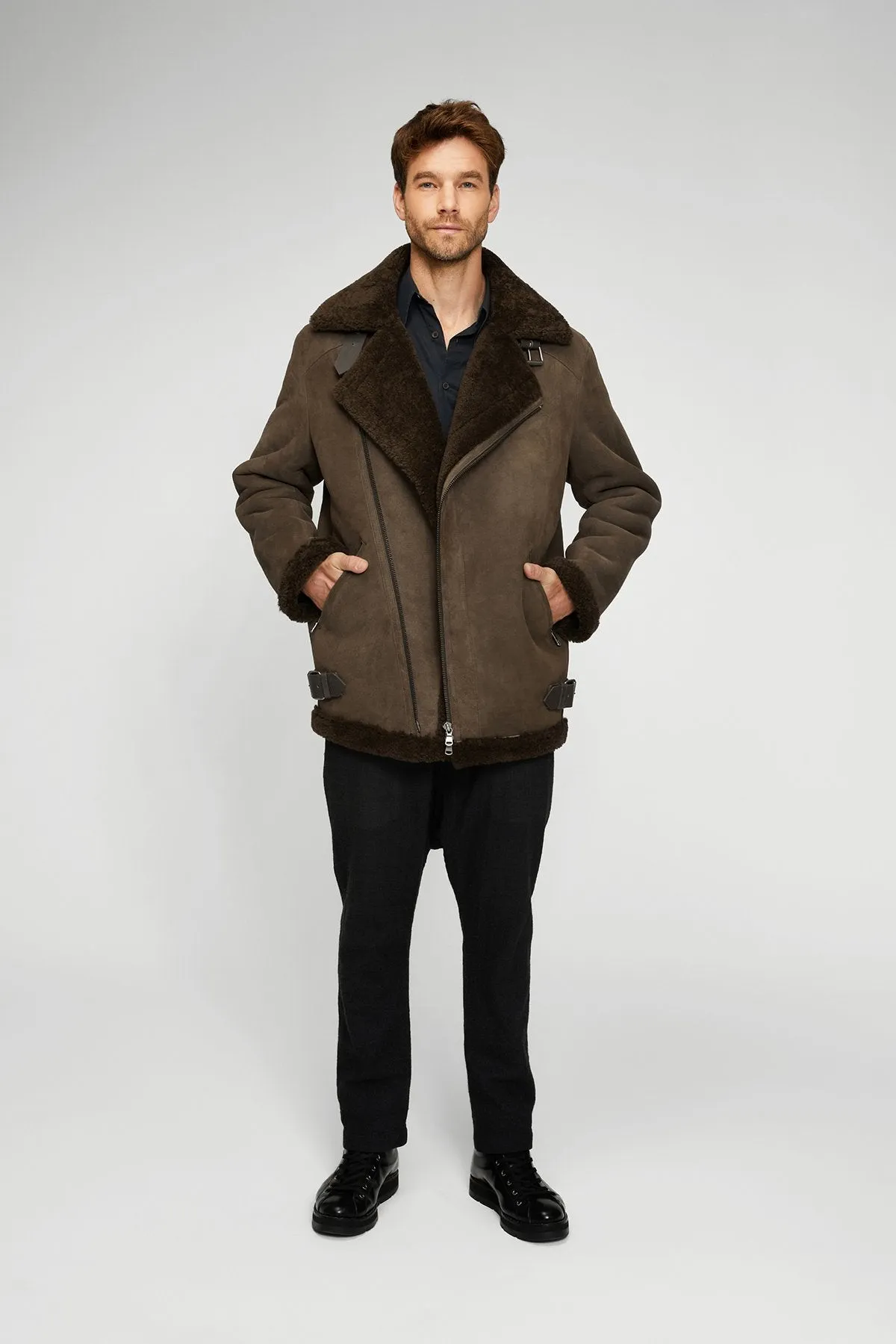 Brown Tobacco Shearling Coat