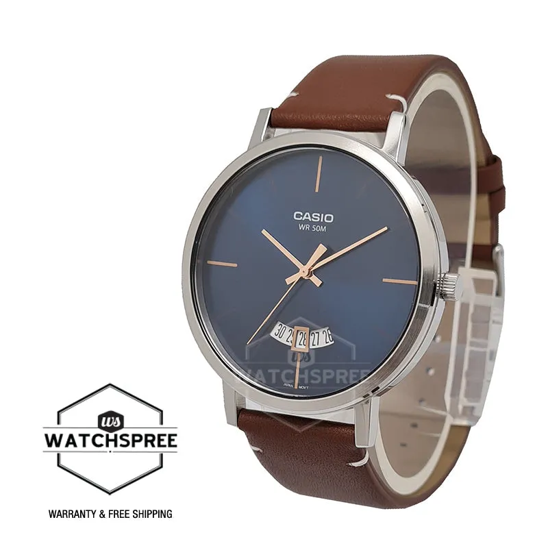 Casio Men's Analog Brown Leather Strap Watch MTPB100L-2E MTP-B100L-2E