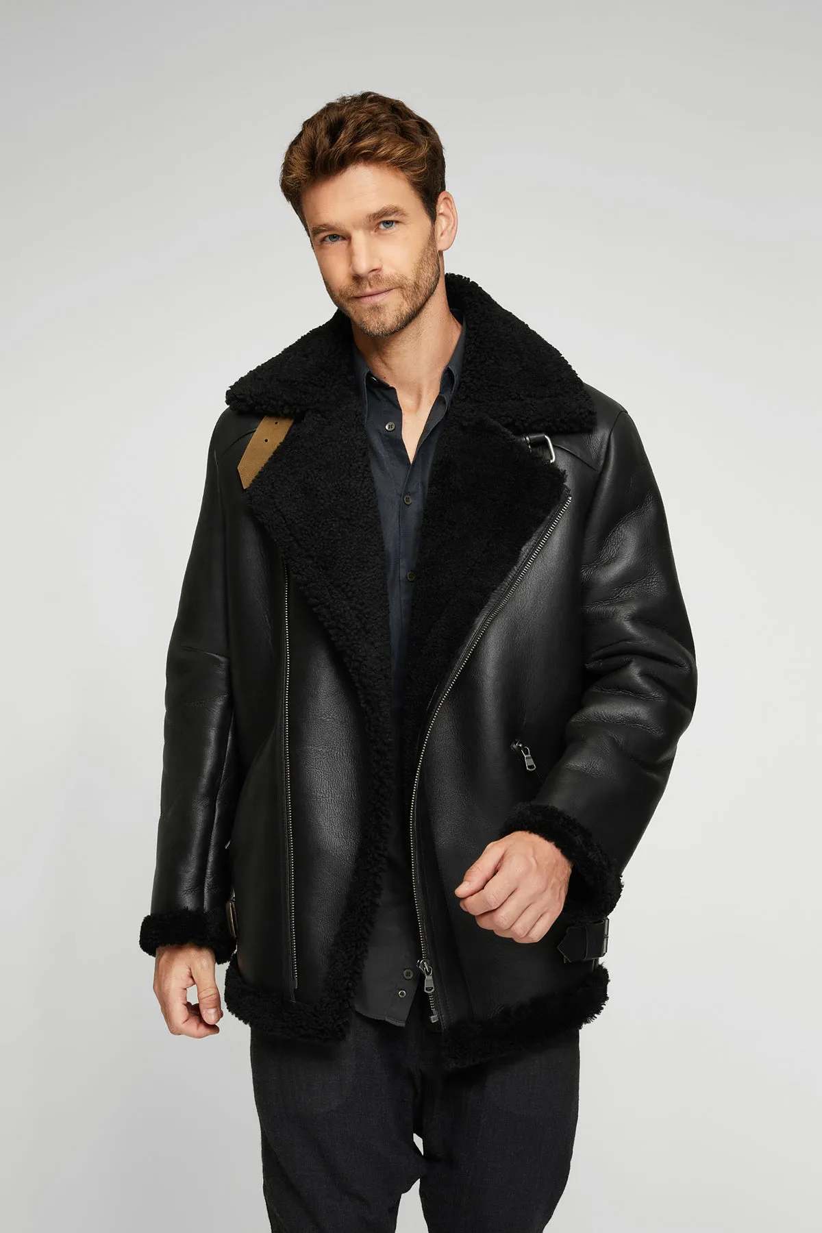 Charlie - Black Shearling Coat