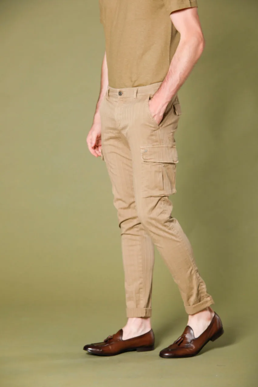 Chile pantalone cargo uomo in cotone resca 3D extra slim