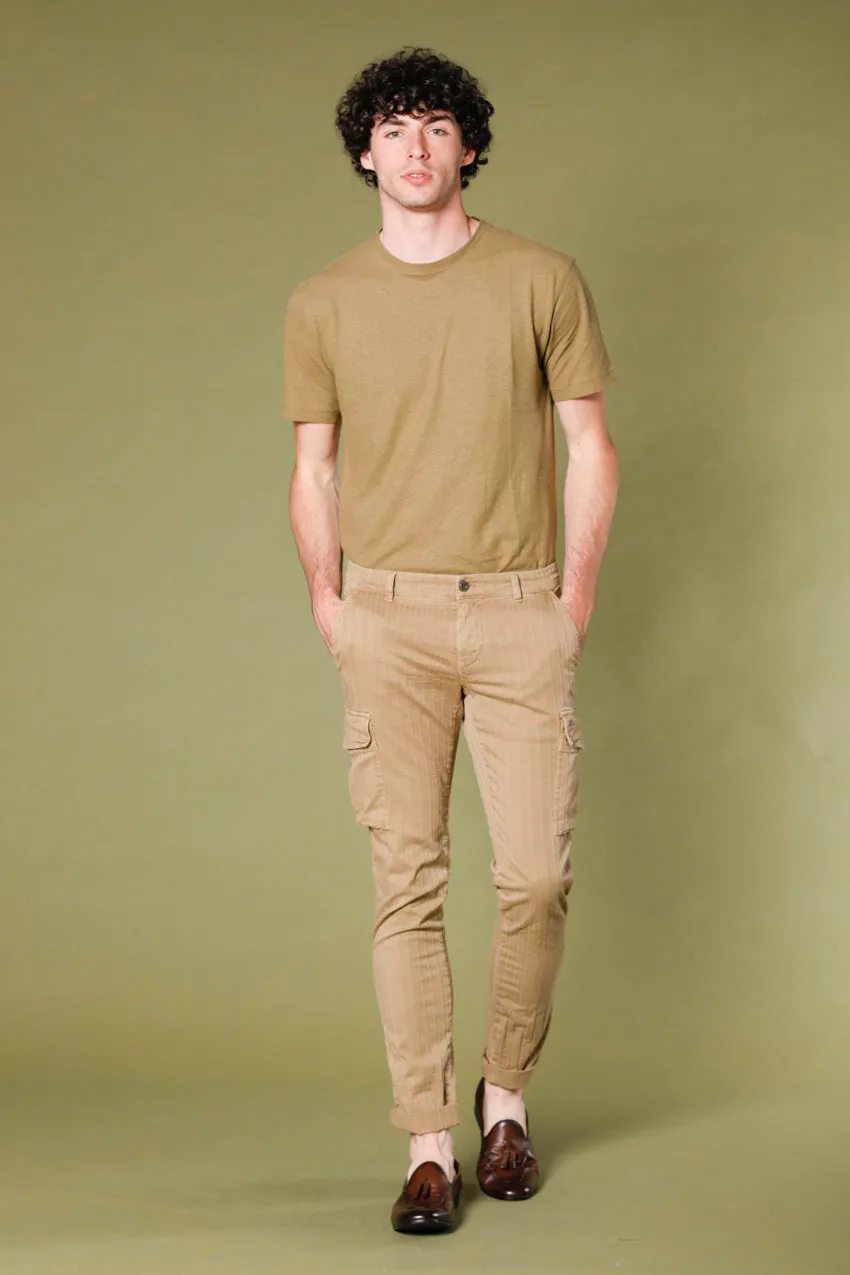 Chile pantalone cargo uomo in cotone resca 3D extra slim