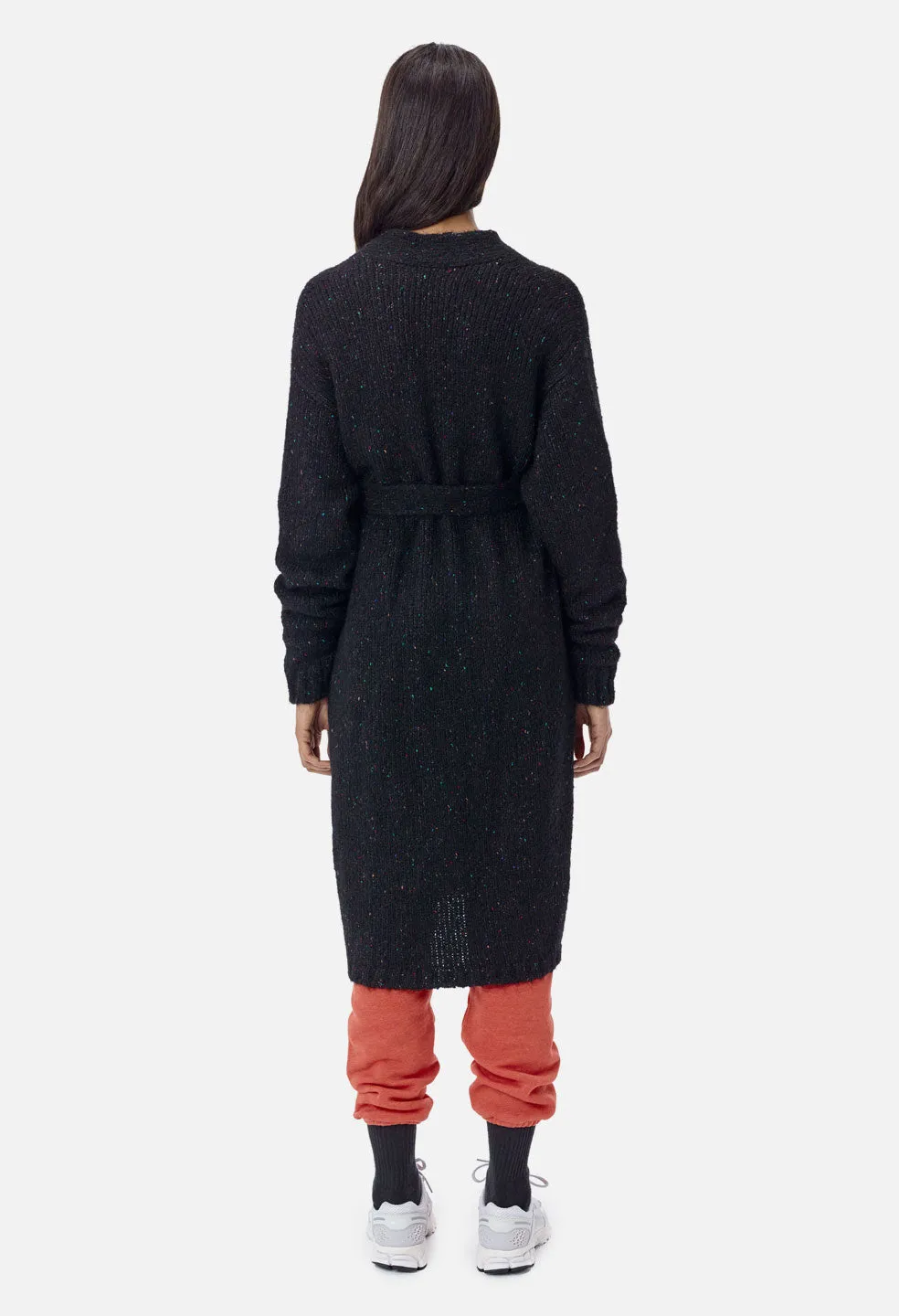 Color Nep Belted Cardigan / Black Multi