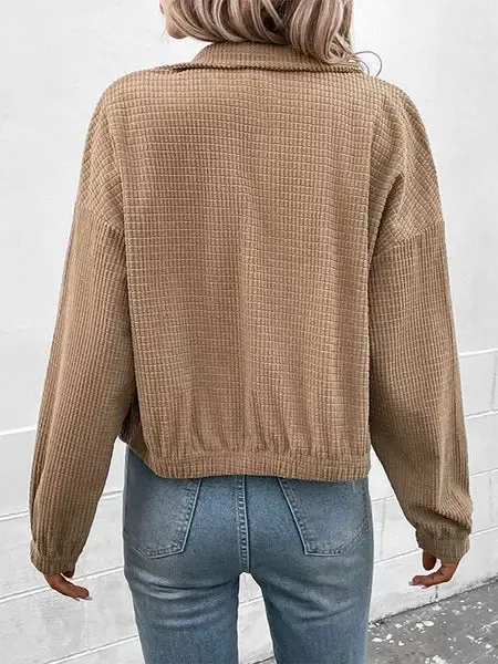 Corduroy Lapel Collar Short Jacket Coat HW53ZKMLME