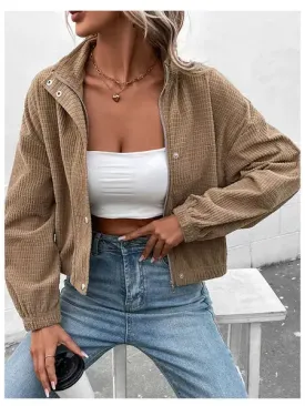 Corduroy Lapel Collar Short Jacket Coat HW53ZKMLME