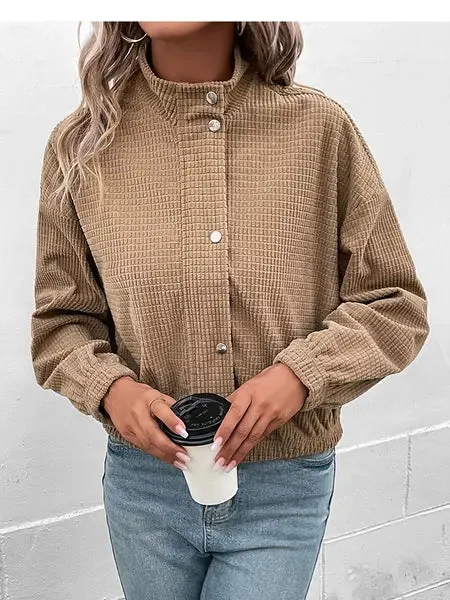 Corduroy Lapel Collar Short Jacket Coat HW53ZKMLME