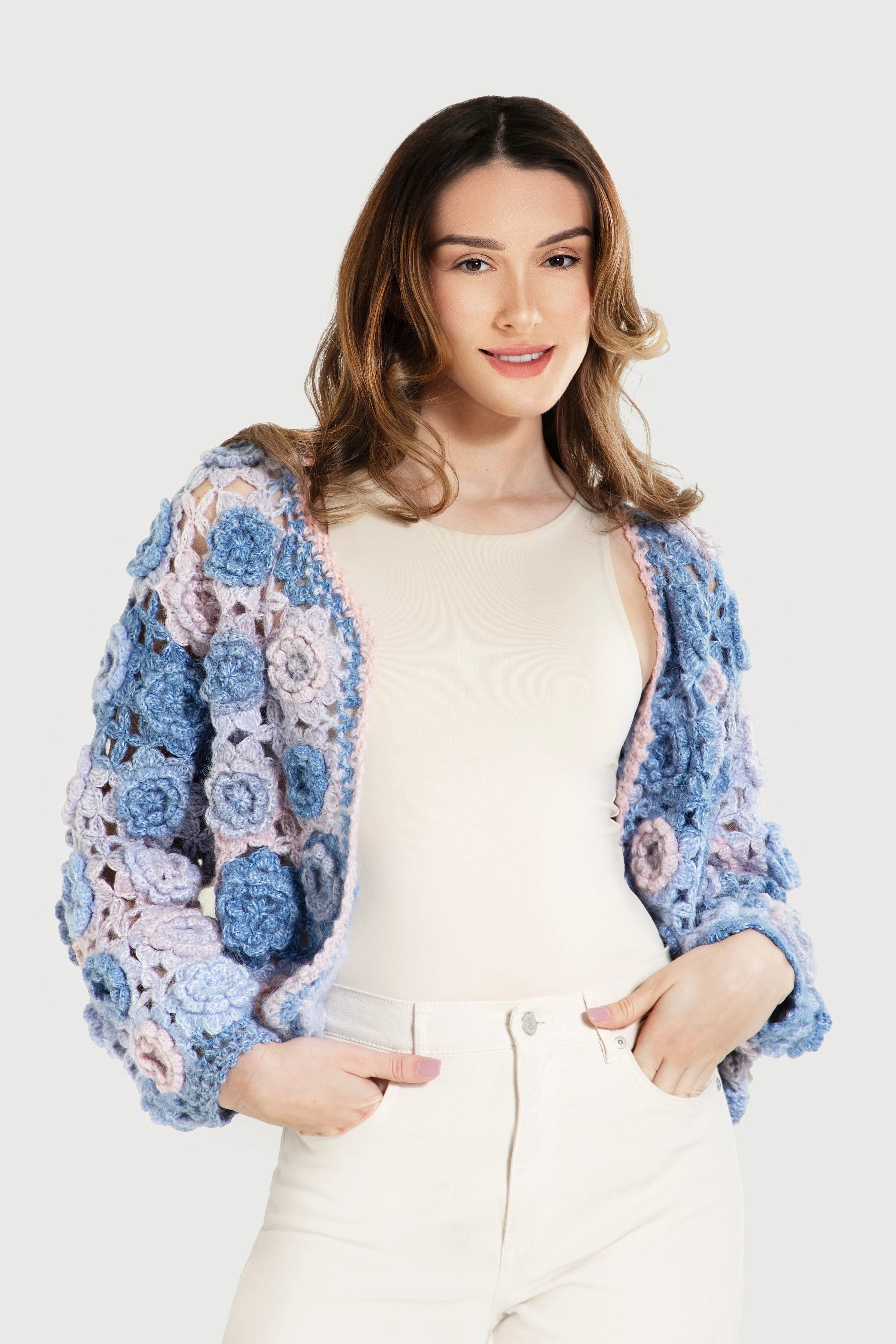 Crochet Floral Pattern Cardigan