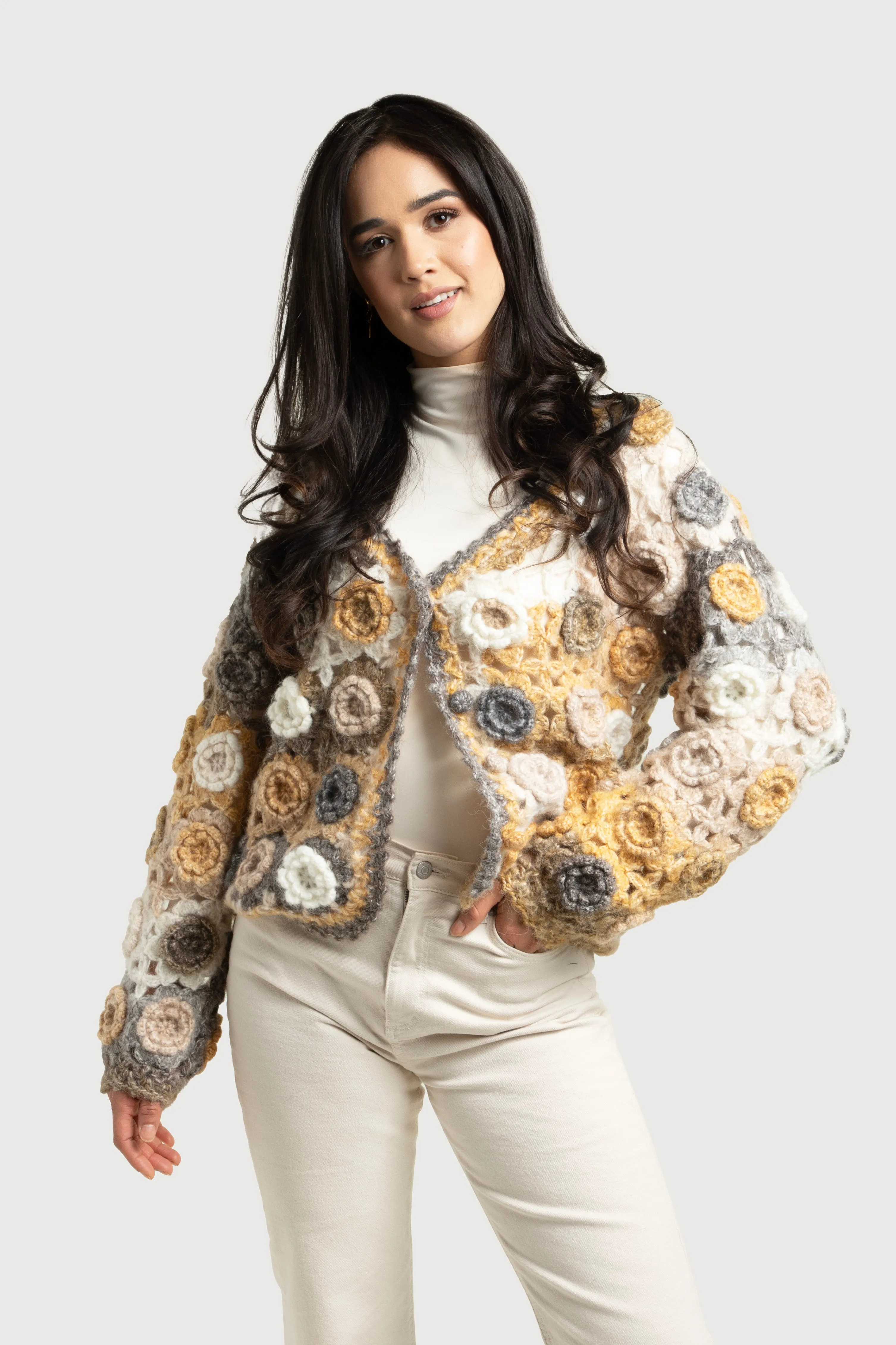 Crochet Floral Pattern Cardigan