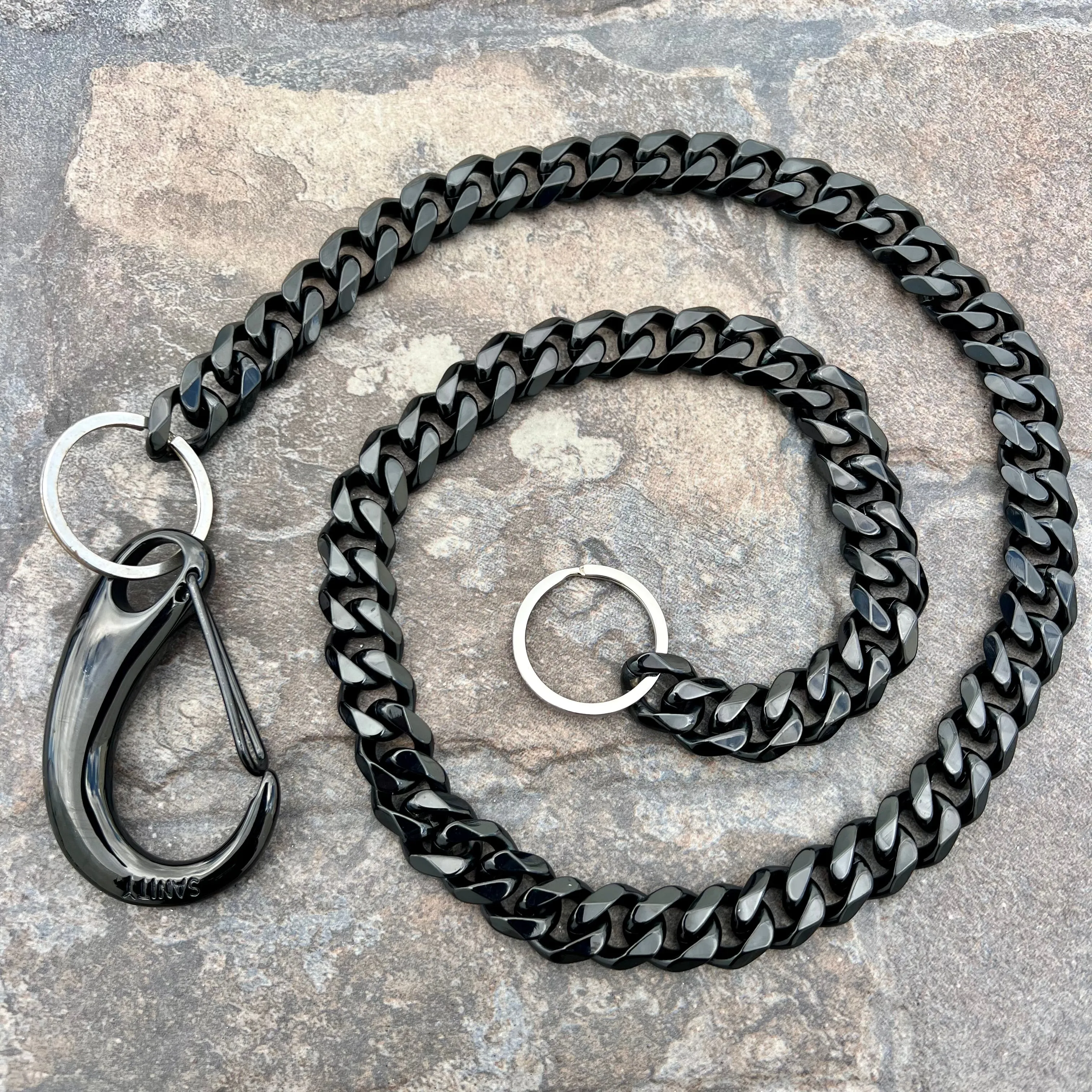 Cuban Link Classic Wallet Chain Black  - W/ Sanity’s Black Hook Clip - WC78