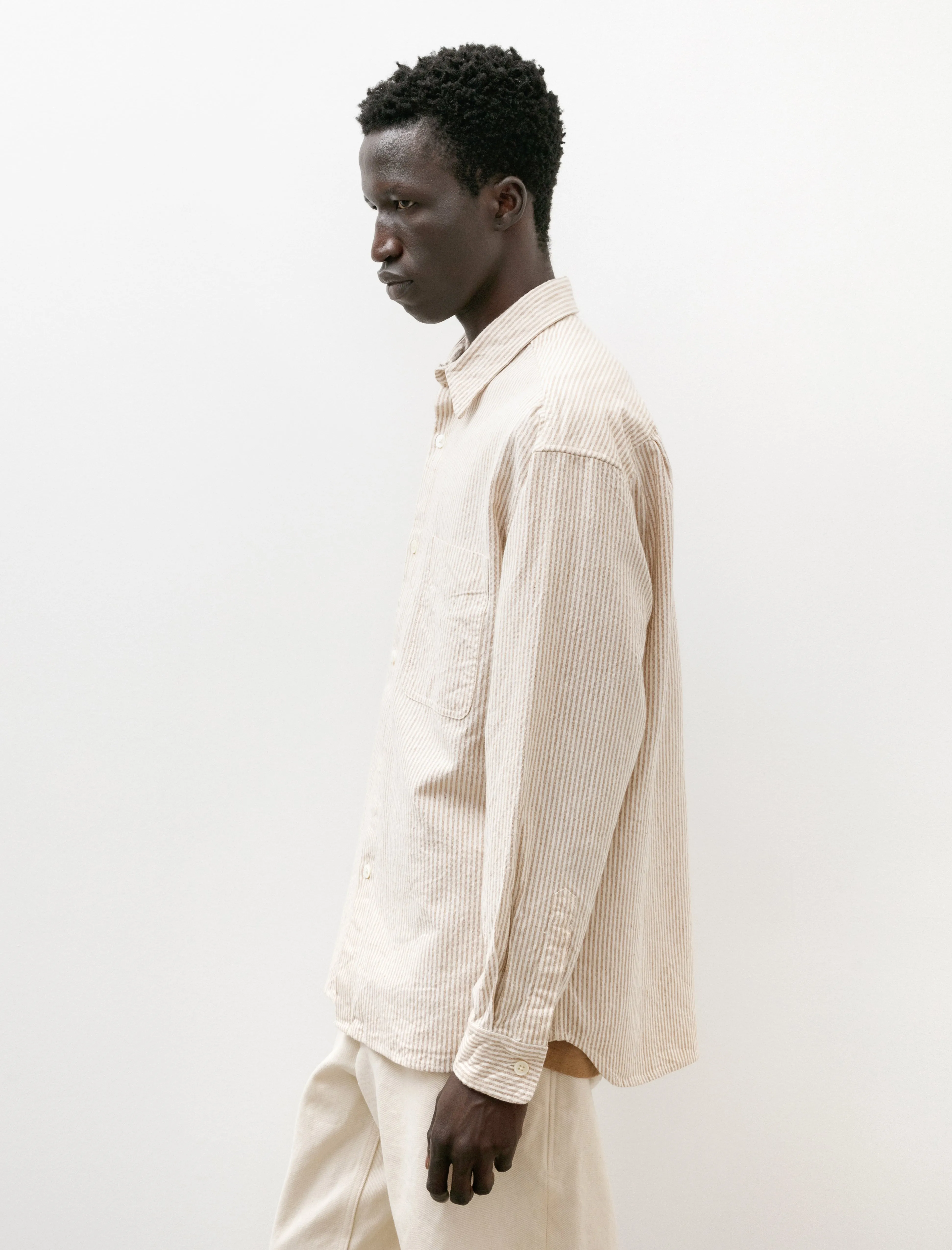 Striped Foxfibre® Oxford Shirt with Curved Hem