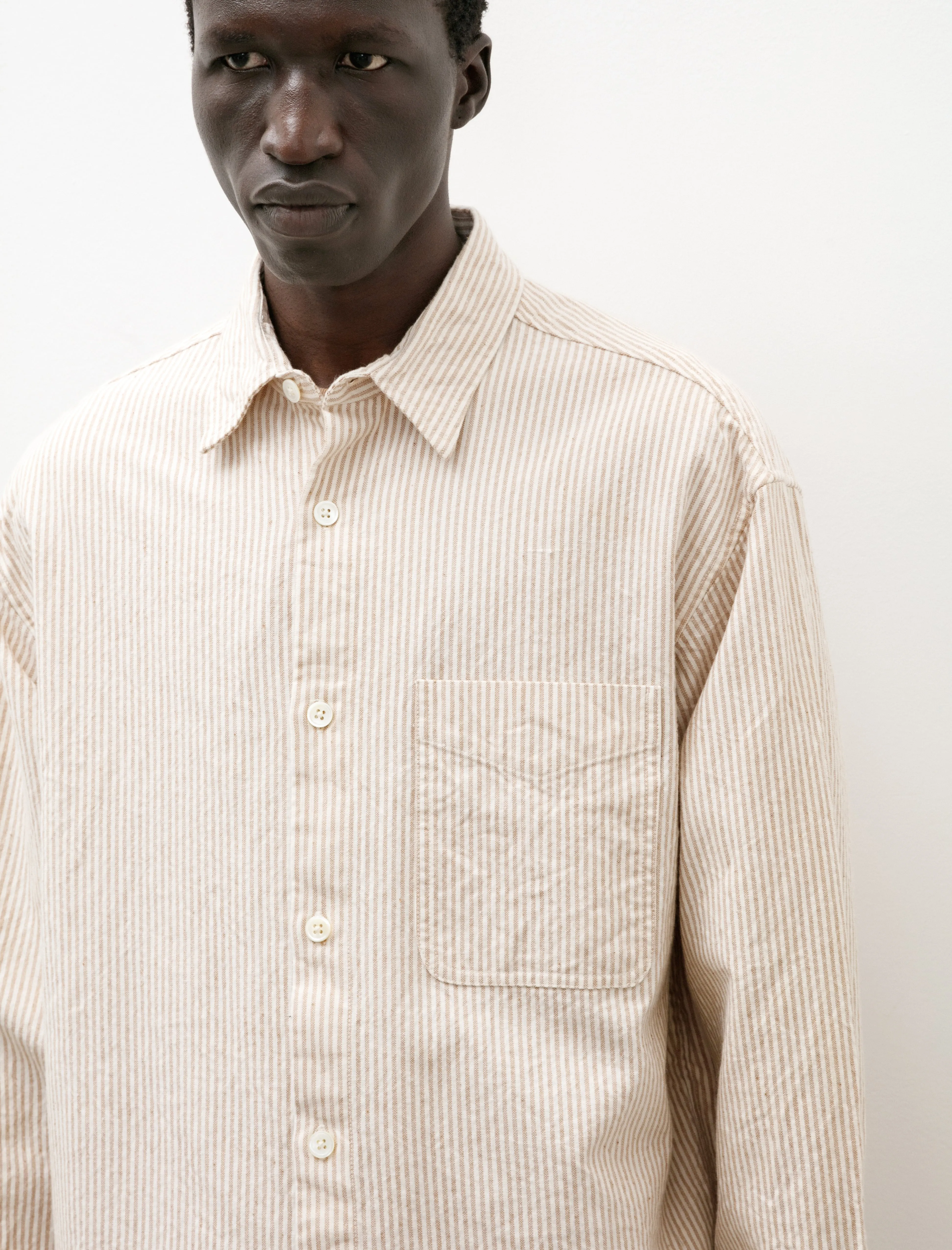 Striped Foxfibre® Oxford Shirt with Curved Hem