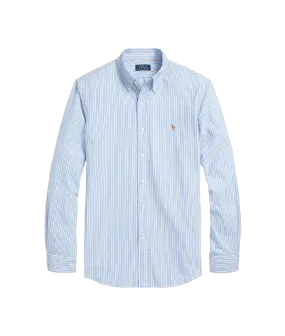 Custom Fit Striped Oxford Shirt - Blue